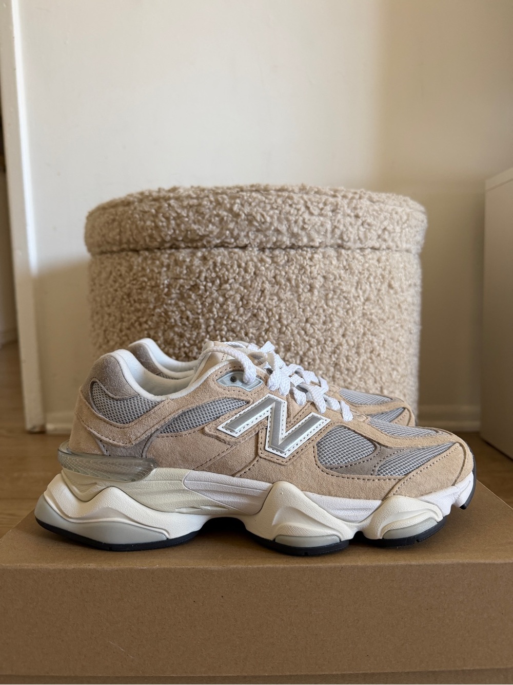 New Balance 9060 Women's Beige and Light Gray Sneaker